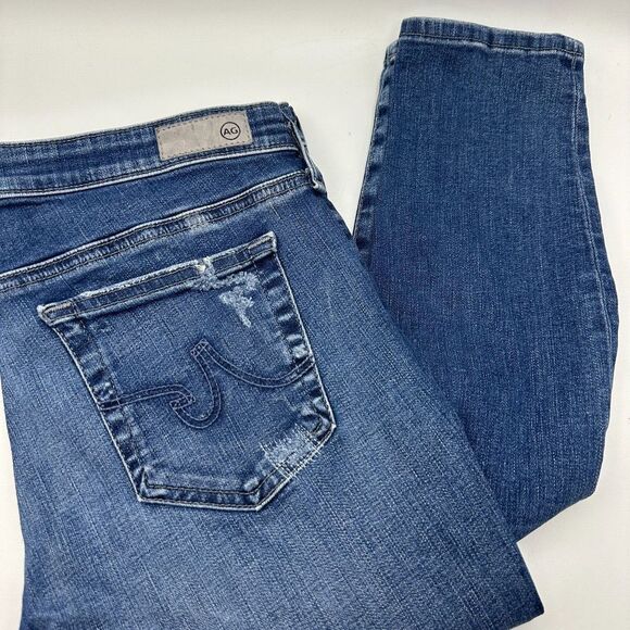 AG Jeans The Legging Ankle Super Skinny Jeans Women 31R Blue Distressed 5-Pocket - Picture 1 of 10